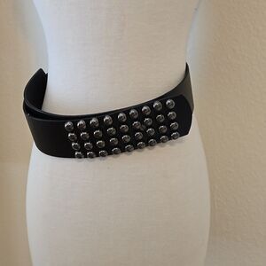 Balibelts Studio Black Leather Silver Studded  Belt Small NWOT!